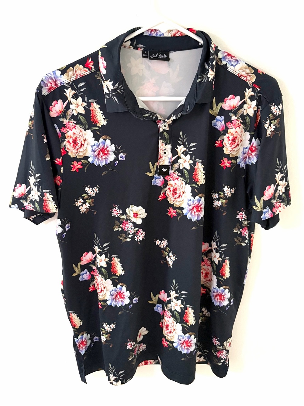 Bad Birdie Floral Performance Polo, Size: Small